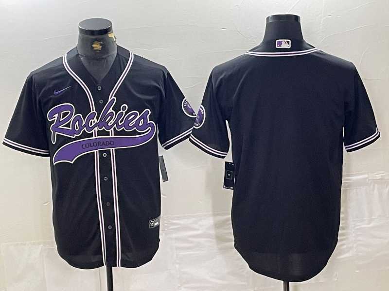 Mens Colorado Rockies Blank Black With Patch Cool Base Stitched Baseball Jersey->colorado rockies->MLB Jersey